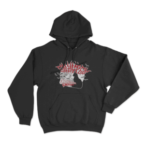 Black Cat Bat Graphic Hoodie Black