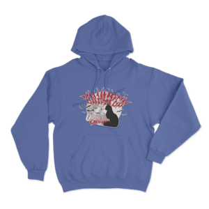 Black Cat Bat Graphic Hoodie Blue